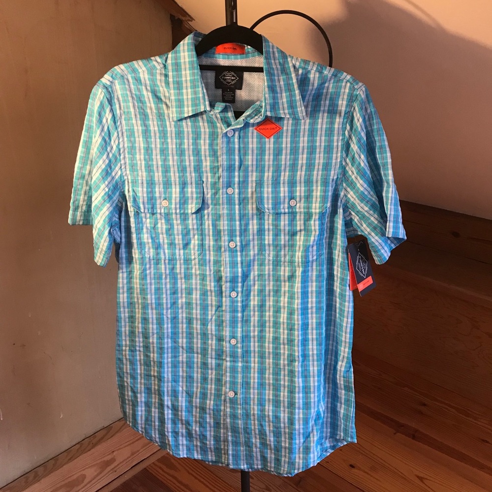 St. John's Bay Quick Dri Blue Button Down, NWT, S - Picture 1 of 15